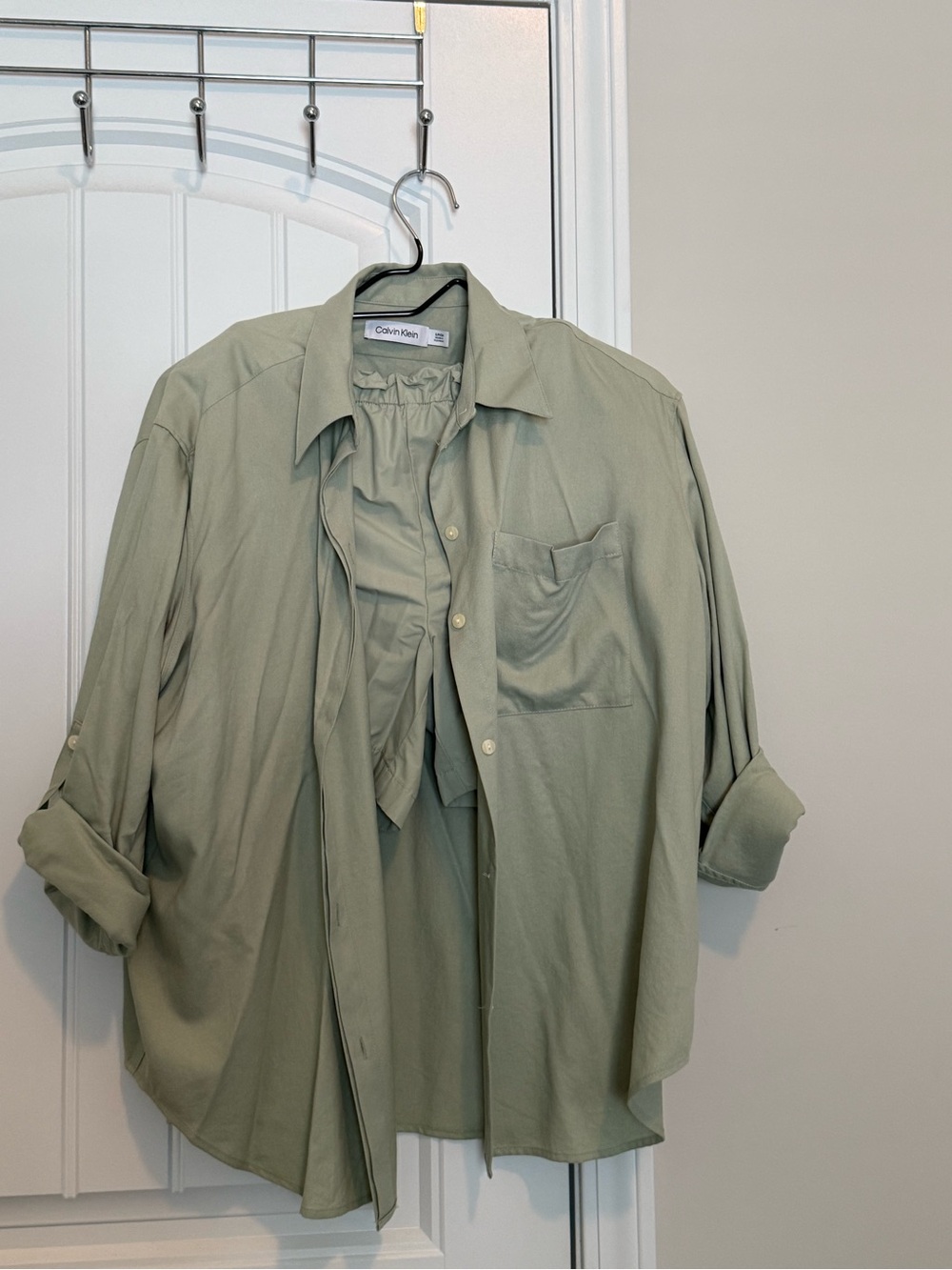 Calvin Klein Sage Green Women’s Casual Button-Down Shirt
